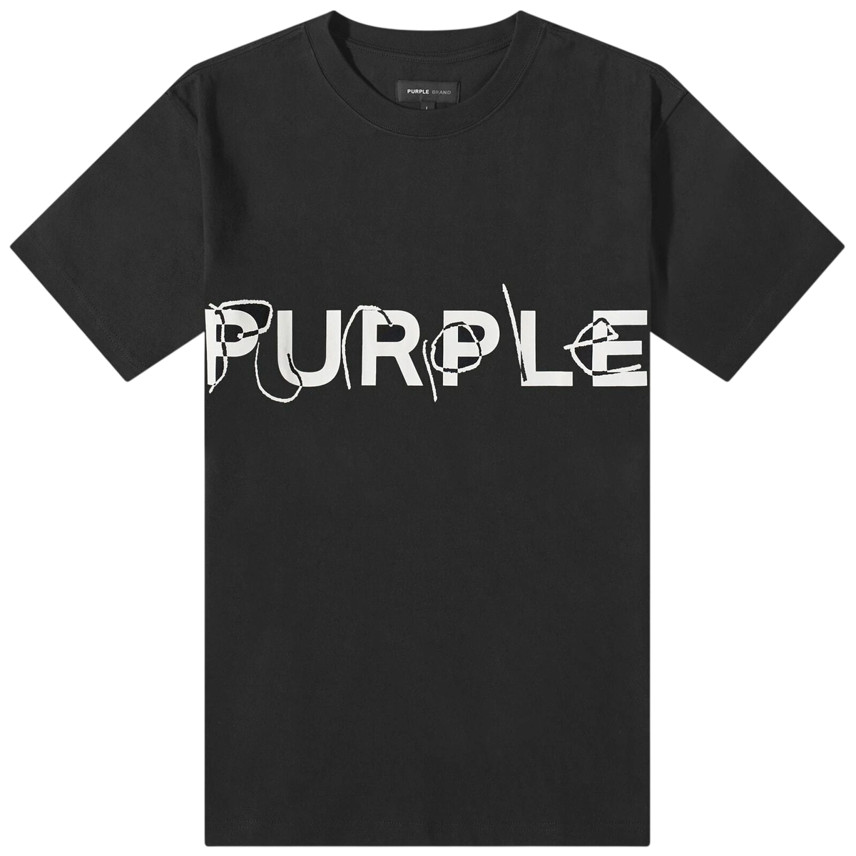 PURPLE BRAND MENS HEAVY LOGO T-SHIRT IN BLACK