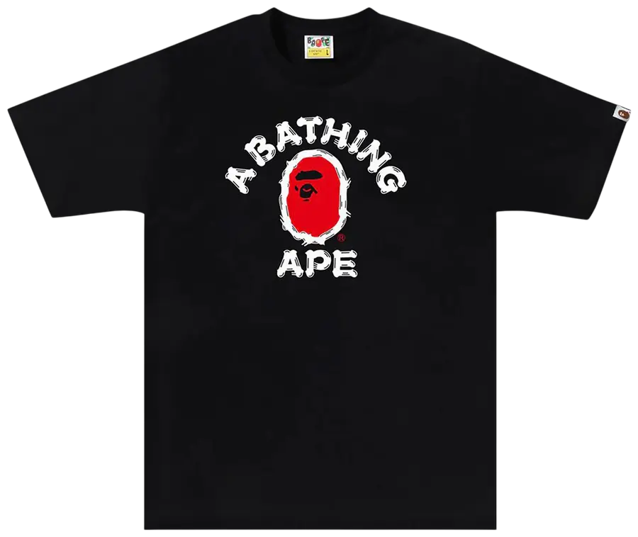 BAPE BRUSH COLLEGE TEE BLACK