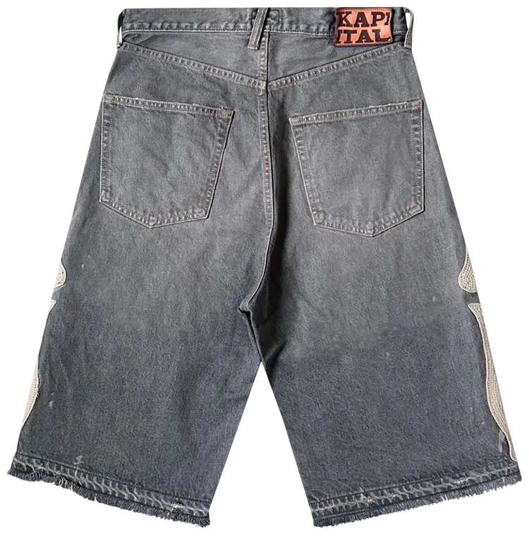 KAPITAL BONE DENIM SHORTS BLACK