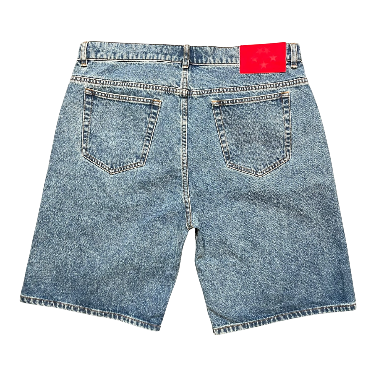 SP5DER OG LOGO DENIM SHORTS BLUE WASH