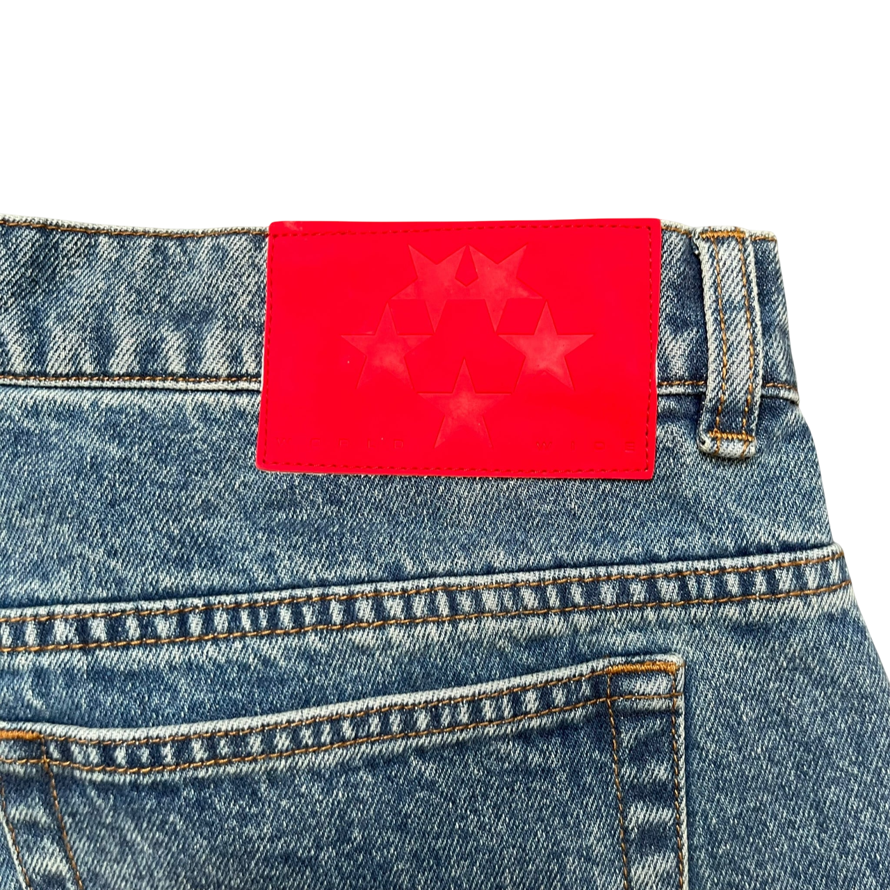 SP5DER OG LOGO DENIM SHORTS BLUE WASH