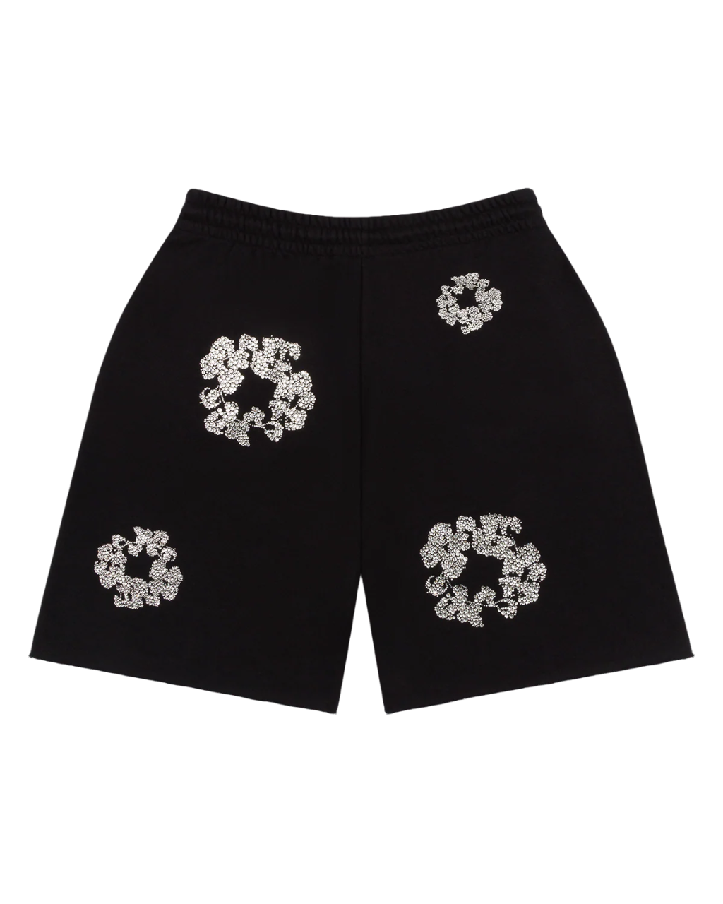 DENIM TEARS CASHMERE SWARVOSKI COTTON WREATH SHORTS BLACK