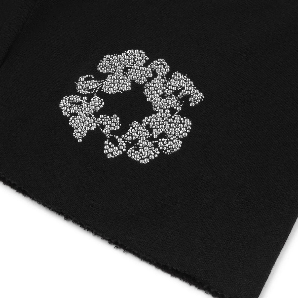 DENIM TEARS CASHMERE SWARVOSKI COTTON WREATH SHORTS BLACK