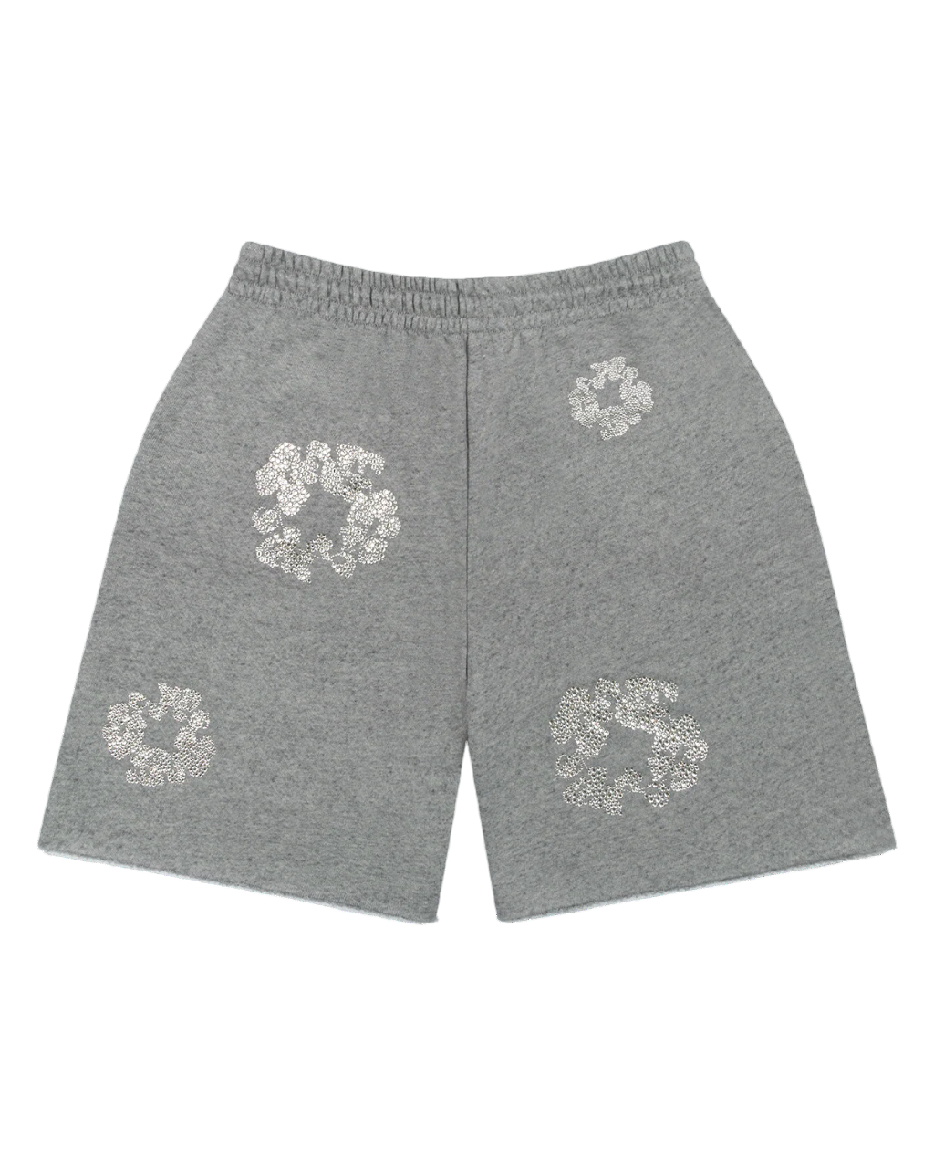 DENIM TEARS CASHMERE SWARVOSKI COTTON WREATH SHORTS GREY