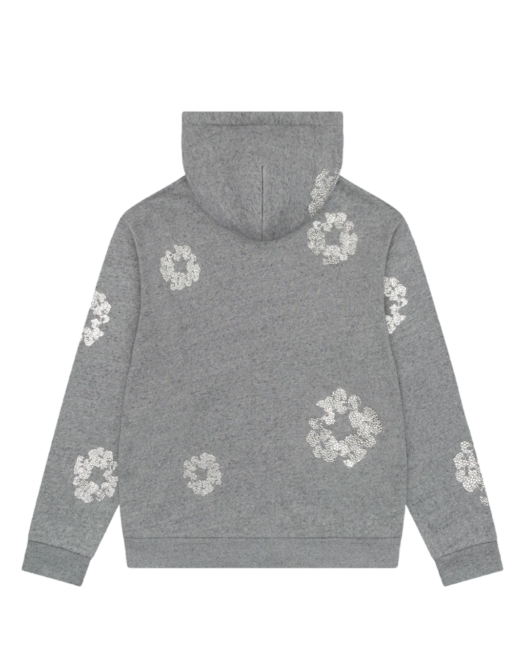 DENIM TEARS CASHMERE SWARVOSKI COTTON WREATH ZIP HOODIE GREY