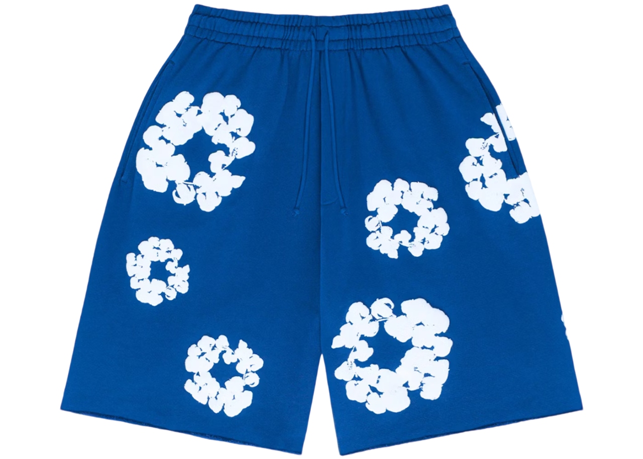 DENIM TEARS THE COTTON WREATH SHORTS BLUE
