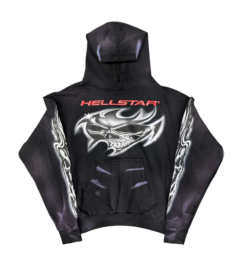 HELLSTAR AIRBRUSHED SKULL HOODIE BLACK