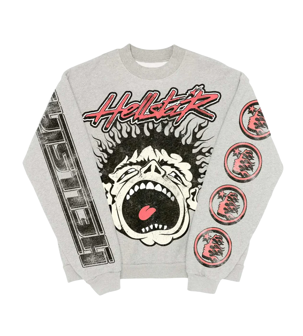 HELLSTAR RECORDS CREWNECK HEATHER GREY