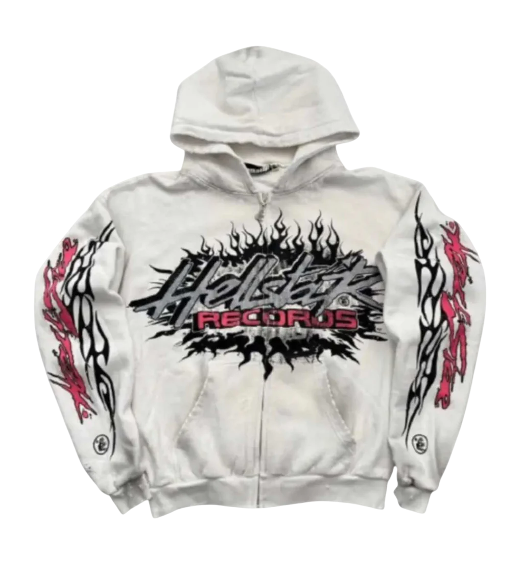 HELLSTAR RECORDS FLAME GLITTER ZIPUP HOODIE