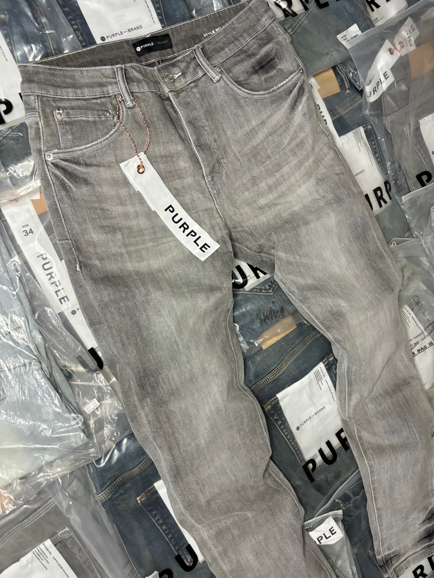 PURPLE BRAND P001 FADED GREY AGED JEANS