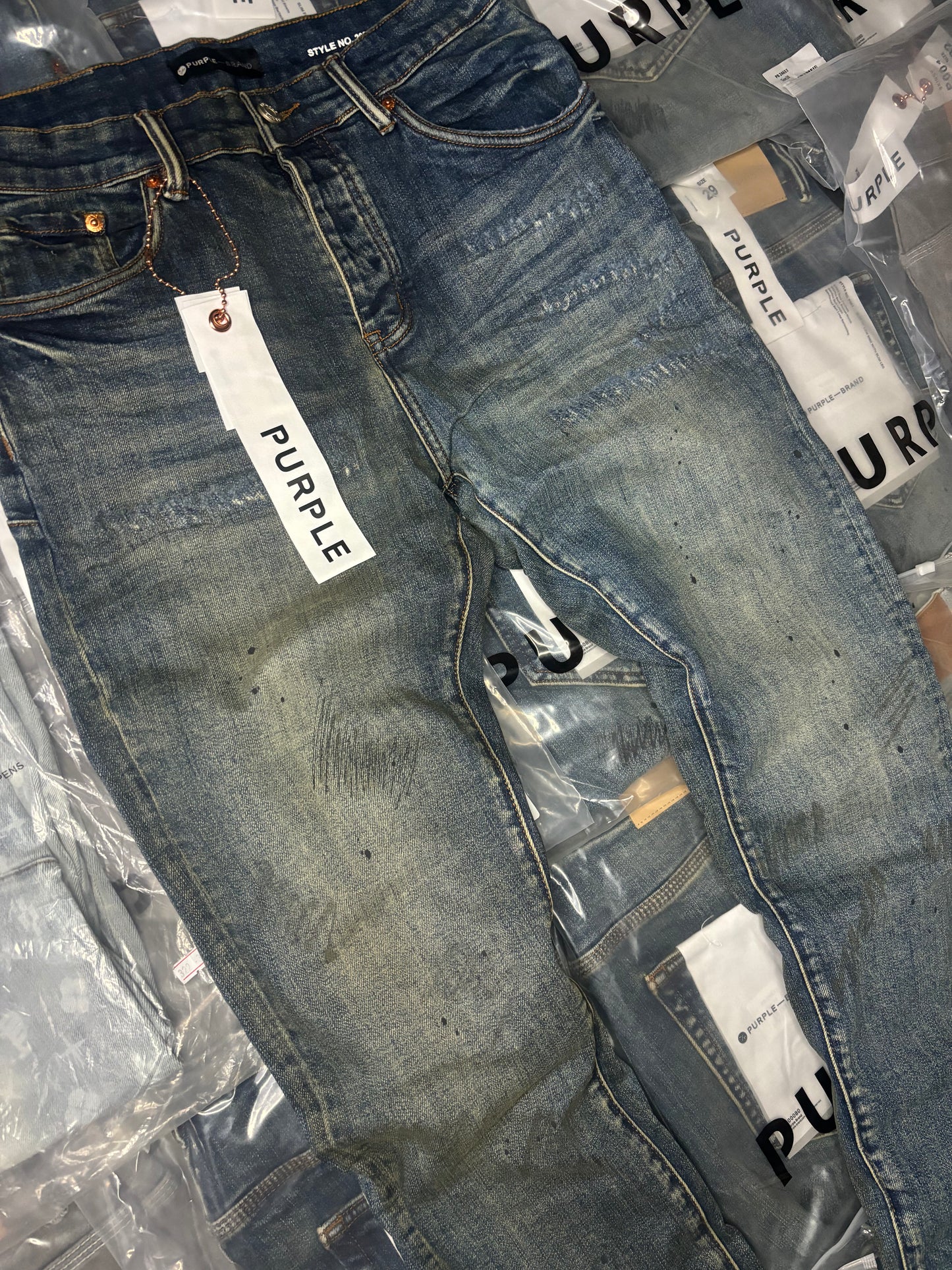 PURPLE BRAND P001 INDUSTRIAL WORN DIRTY DENIM