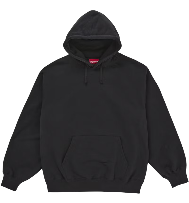 SUPREME SATIN APPLIQUE HOODED SWEATSHIRT FW24 BLACK