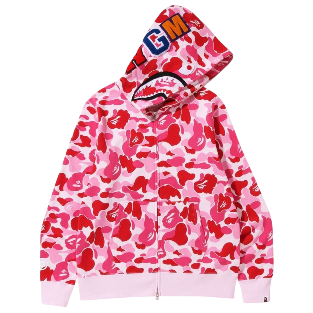 A BATHING APE MEN BIG ABC CAMO SHARK FULL ZIP HOODIE (PINK)