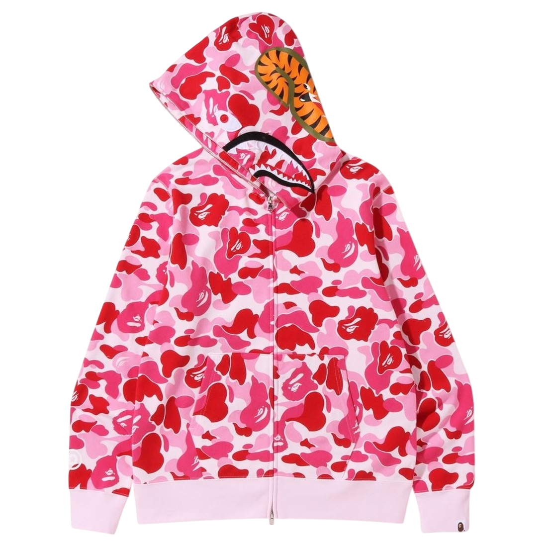 A BATHING APE MEN BIG ABC CAMO SHARK FULL ZIP HOODIE (PINK)