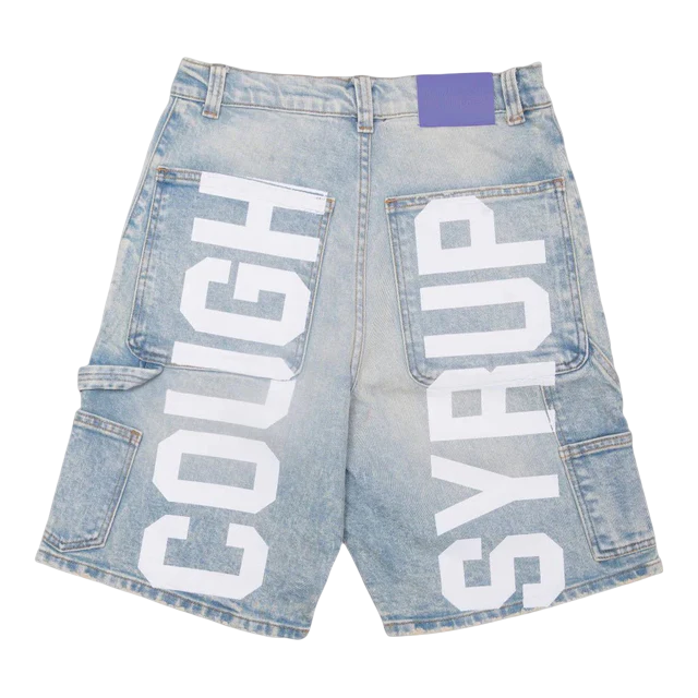 THATS AN AWFUL LOT OF COUGH SYRUP BLUE WASH CARPENTER SHORTS