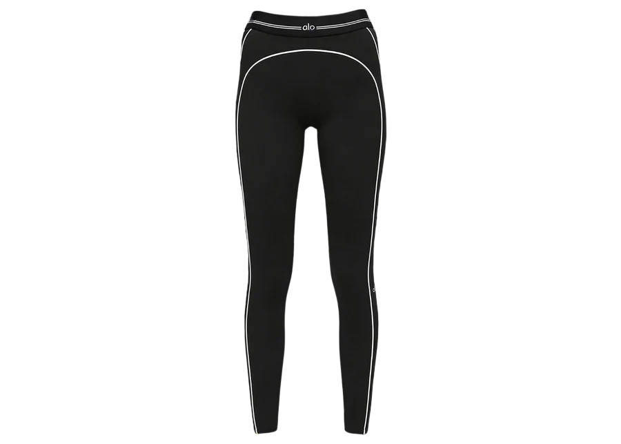 ALO YOGA AIRBRUSH HIGH-WAIST HEART THROB LEGGINGS BLACK/WHITE