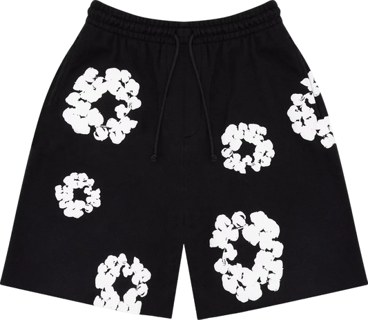 DENIM TEARS THE COTTON WREATH SHORTS BLACK