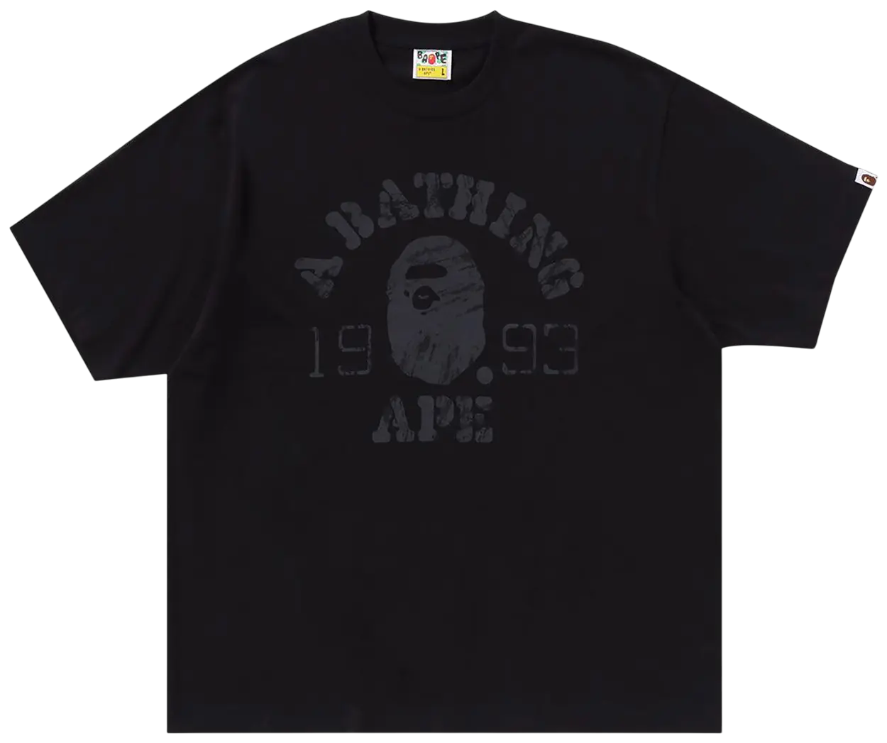 BAPE SCREEN PRINT COLLEGE RELXAED FIT TEE GREY/CHARCOAL