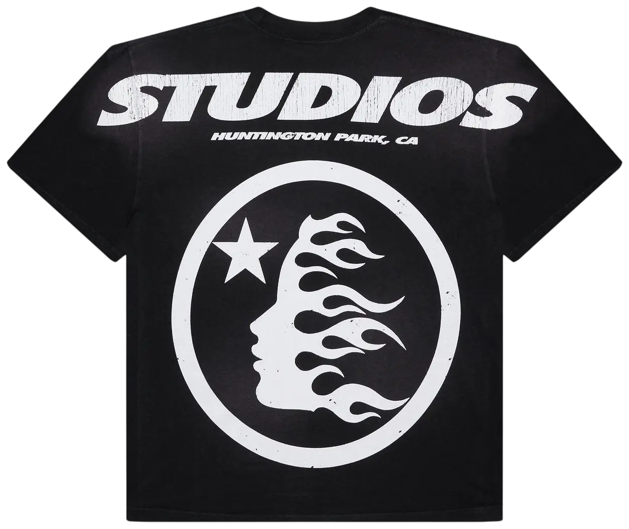 HELLSTAR STUDIOS CARTOON LOGO GLITTER LOGO T-SHIRT BLACK
