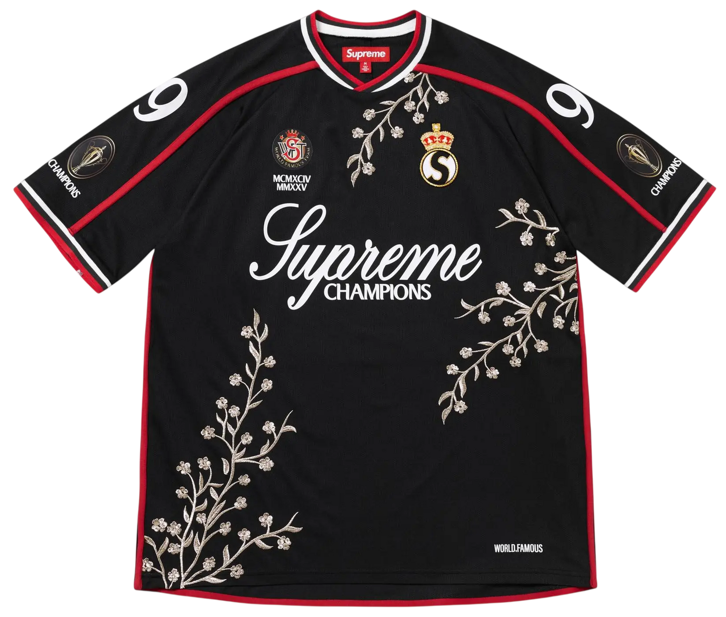 SUPREME FLORAL SOCCER JERSEY BLACK