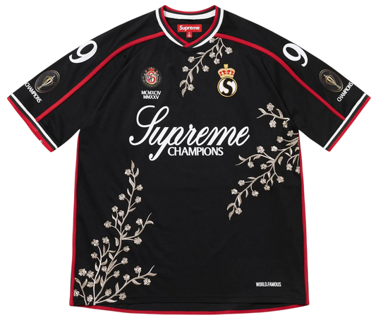 SUPREME FLORAL SOCCER JERSEY BLACK