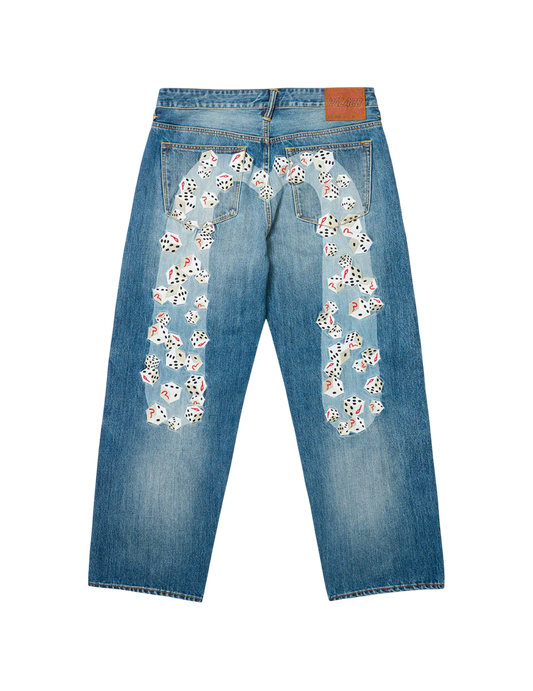PALACE X EVISU DICE PRINT REGULAR STRAIGHT FIT JEANS