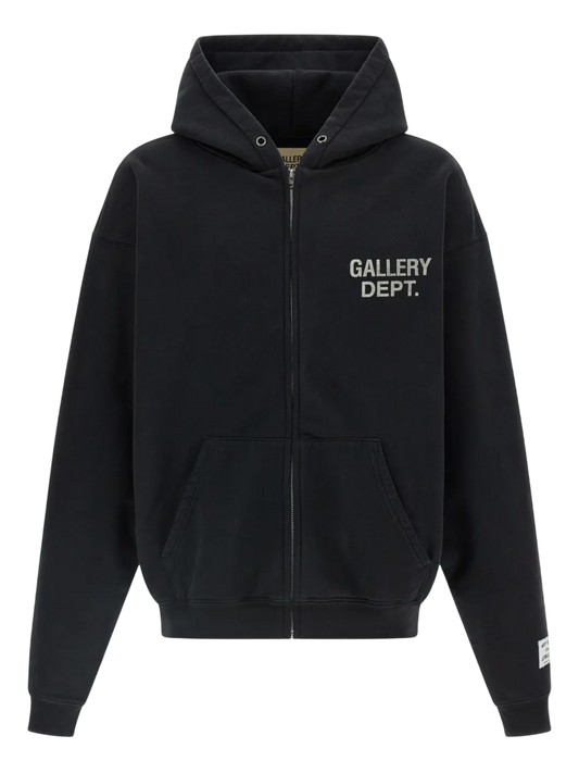GALLERY DEPT FULL ZIP LOGO HOODIE BLACK