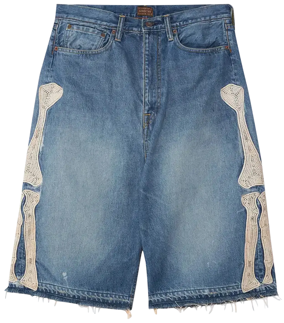 KAPITAL BONE DENIM SHORTS BLUE