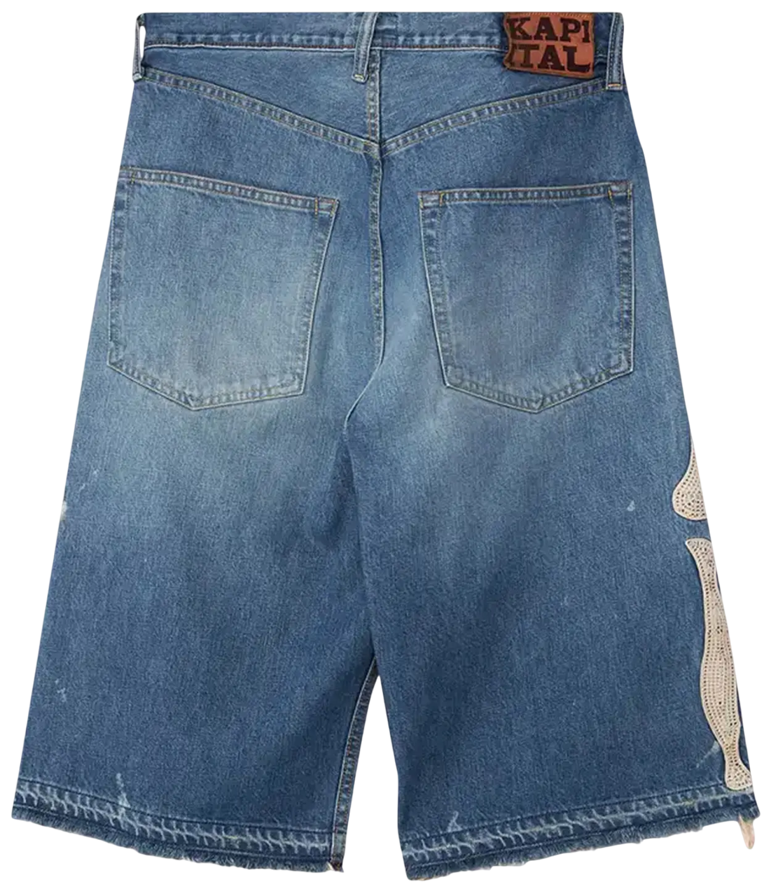 KAPITAL BONE DENIM SHORTS BLUE