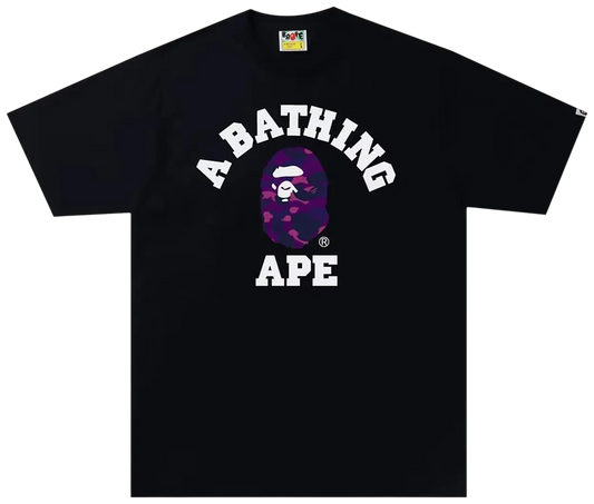 BAPE CAMO COLLEGE TEE BLACK/PURPLE