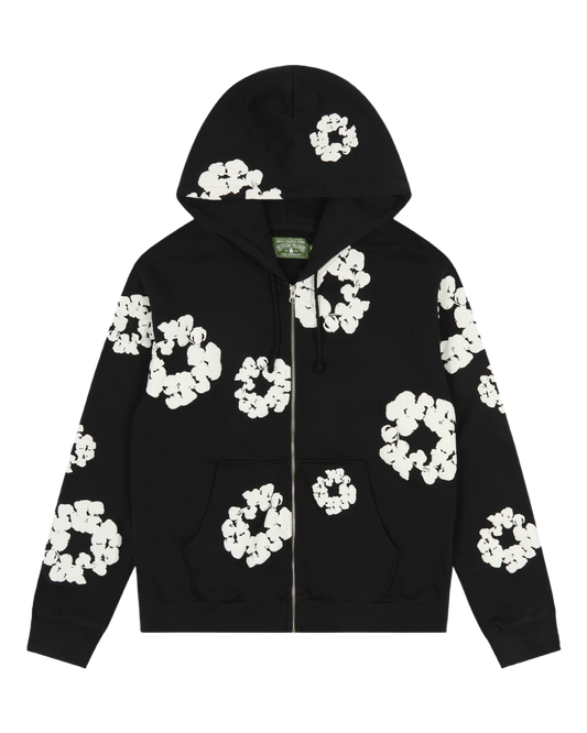 DENIM TEARS COTTON WREATH ZIP HOODIE BLACK