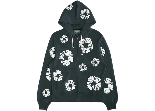 DENIM TEARS RHINESTONE WREATH ZIP HOODIE BLACK