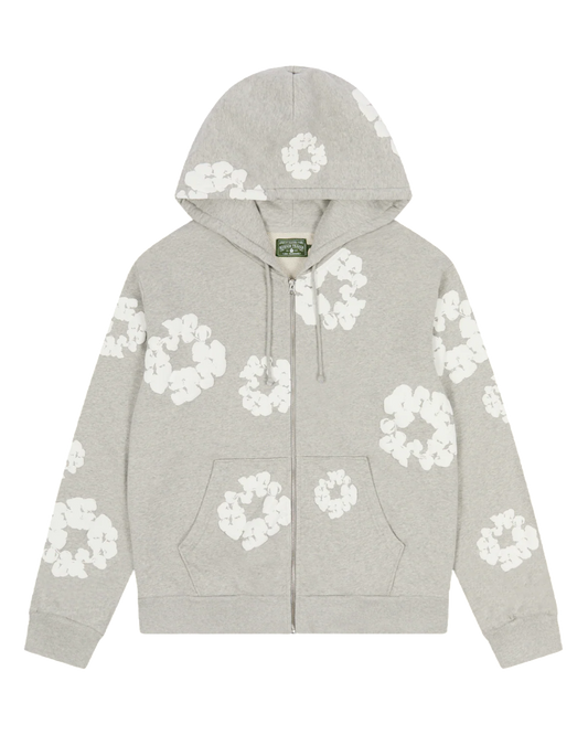 DENIM TEARS COTTON WREATH ZIP HOODIE GREY
