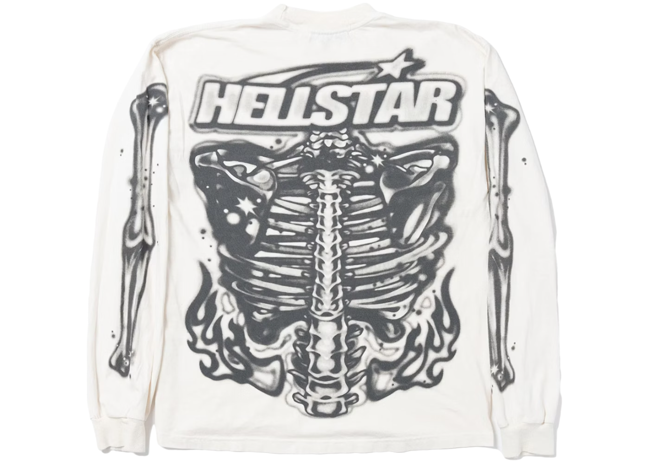 HELLSTAR AIRBRUSHED BONES LONGSLEEVE WHITE