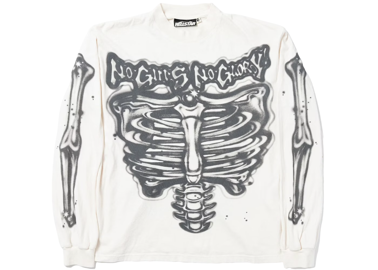 HELLSTAR AIRBRUSHED BONES LONGSLEEVE WHITE