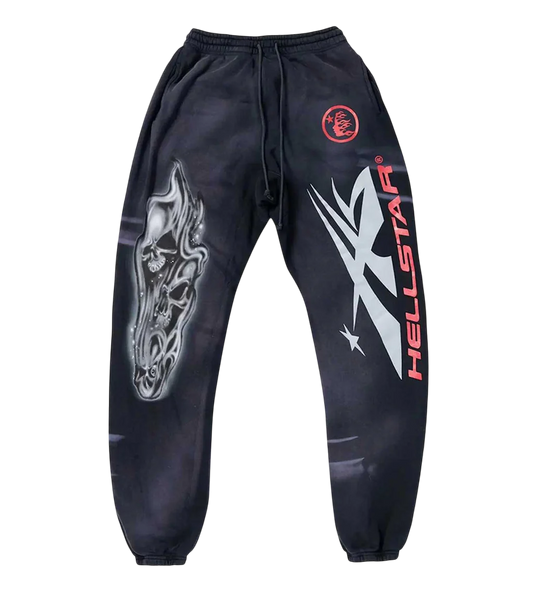 HELLSTAR AIRBRUSHED SKULL SWEATPANTS BLACK