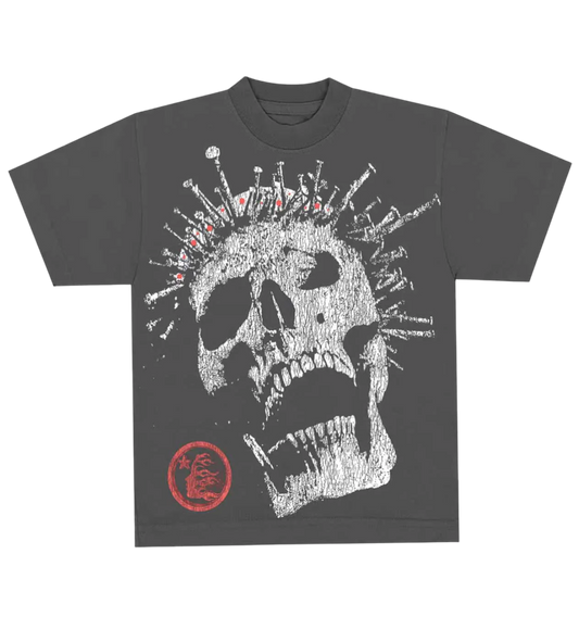 HELLSTAR STUDIOS CROWNED SKULL RHINESTONE T-SHIRT BLACK