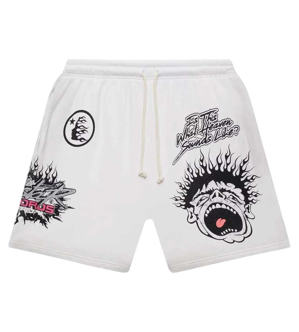 HELLSTAR RECORDS GLITTER SHORTS WHITE