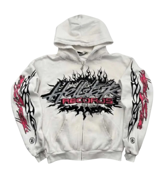 HELLSTAR RECORDS FLAME GLITTER ZIPUP HOODIE