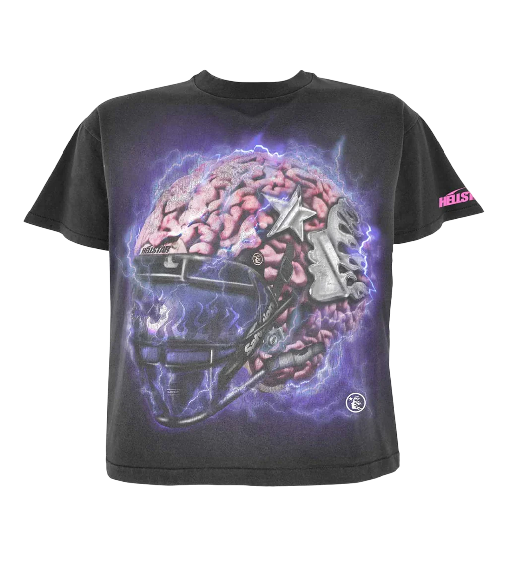 HELLSTAR STUDIOS BRAIN HELMET TEE FADED BLACK