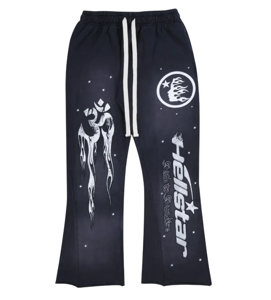 HELLSTAR STUDIOS RACER FLARE SWEATPANTS BLACK