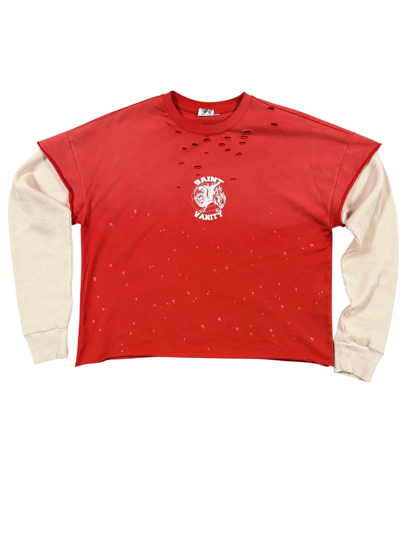 SAINT VANITY RED CUTOFF THERMAL TEE TEE