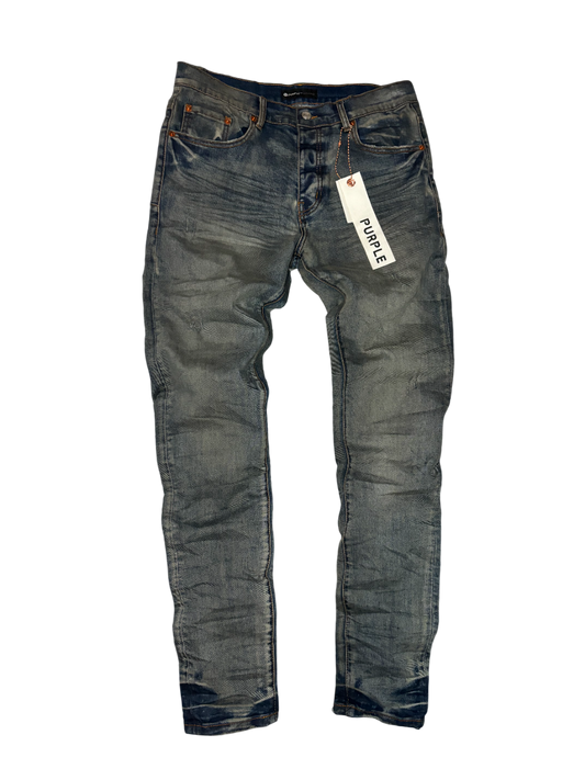 PURPLE BRAND OIL WASH PLAIN DARK BLUE JEANS P001