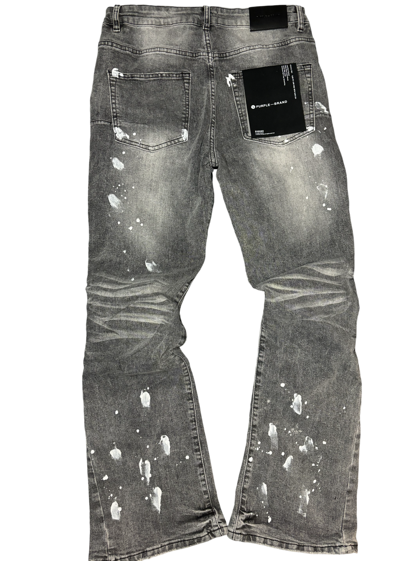 PURPLE BRAND GREY FLARED JEANS WHITE PAINT