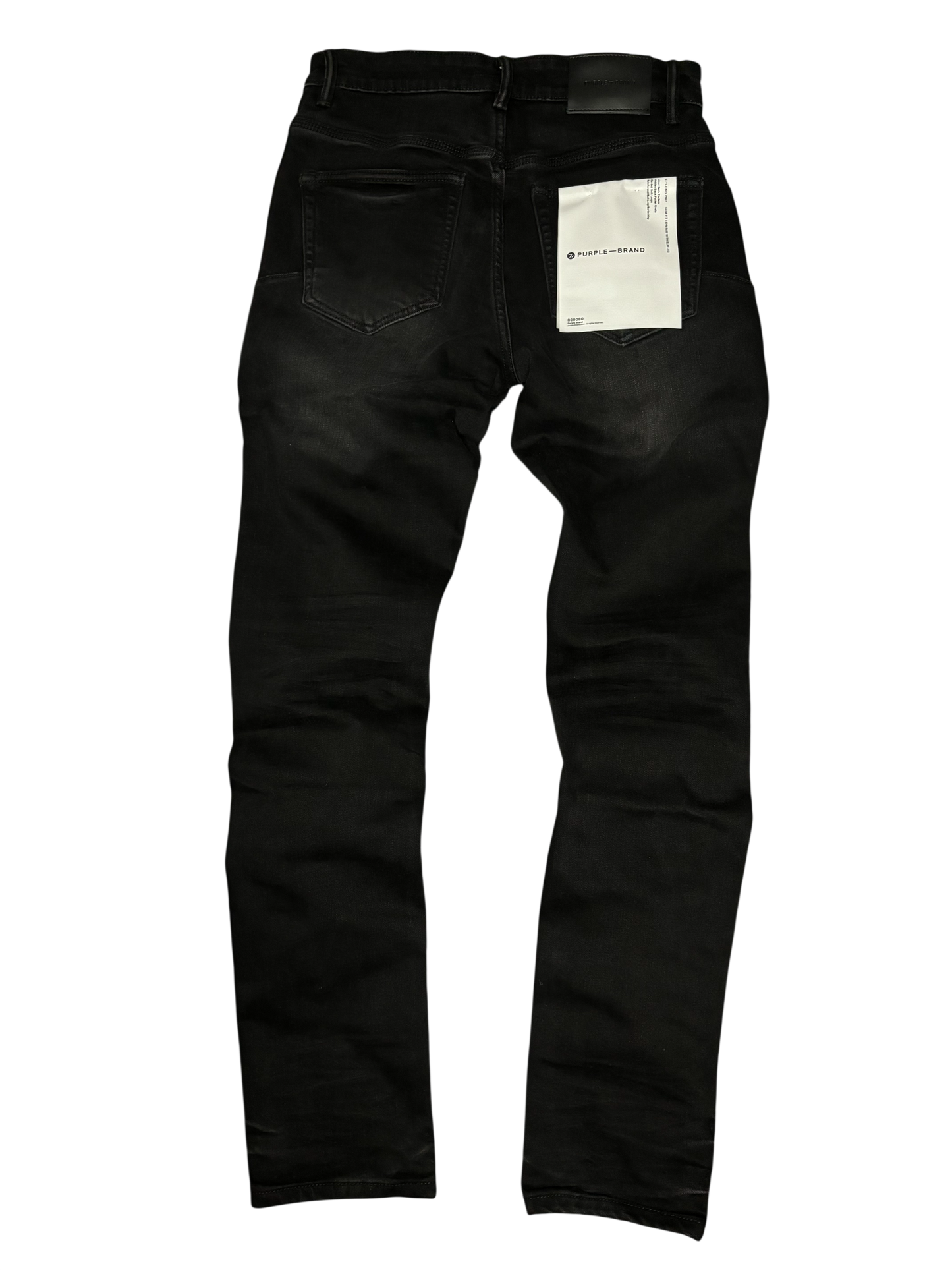 PURPLE BRAND BLACK WASH RHINESTONE LOGO JEANS