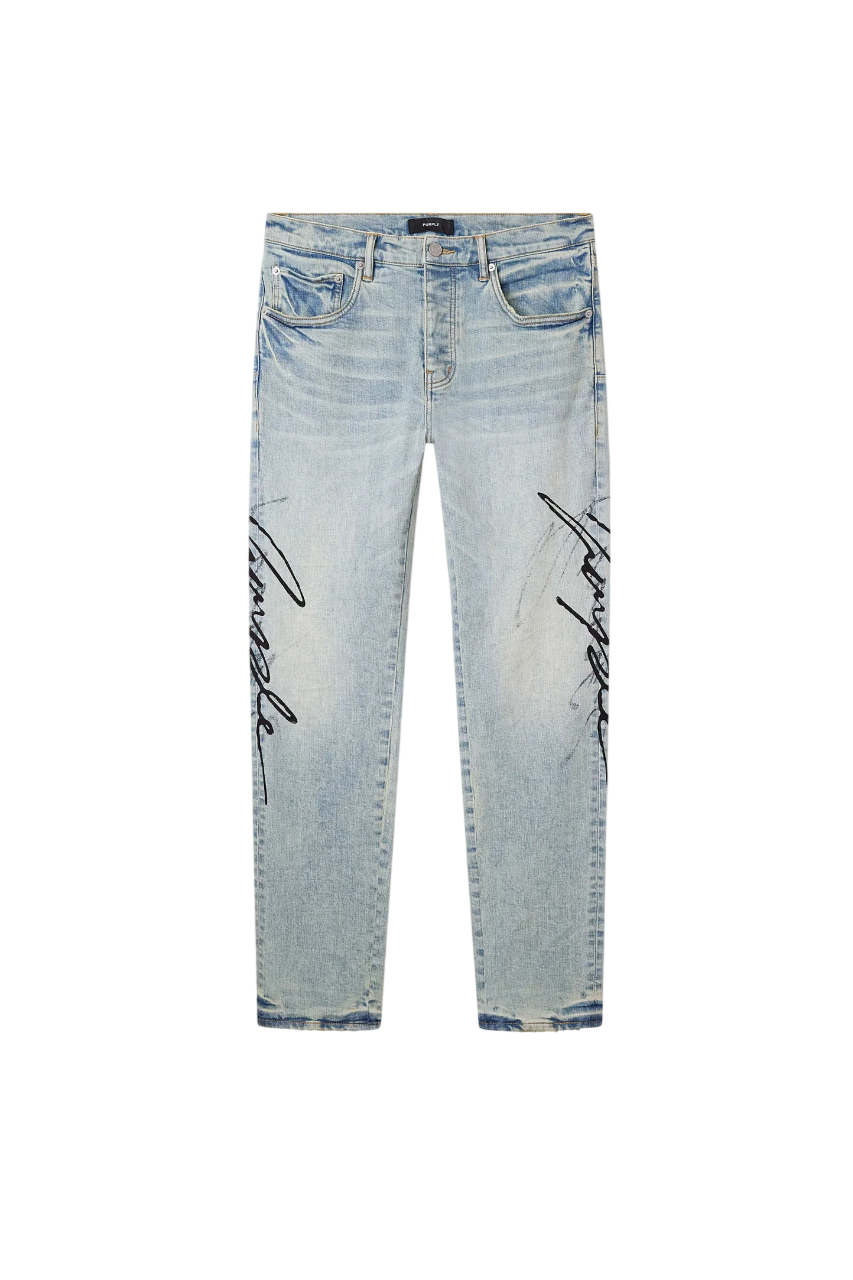 PURPLE BRAND BLUE DOUBLE SCRIPT JEANS P001