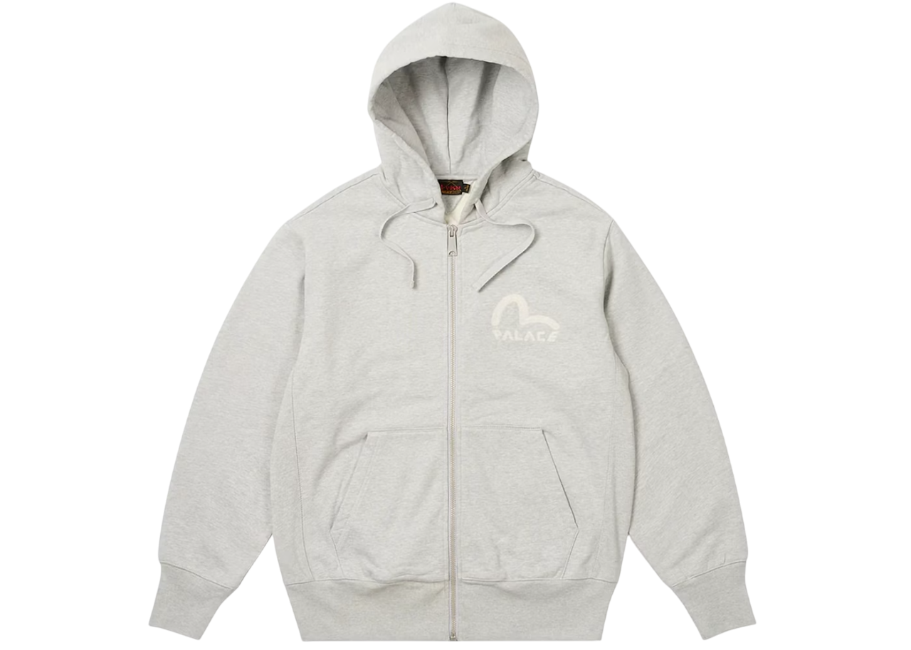 PALACE X EVISU ZIP HOOD GREY