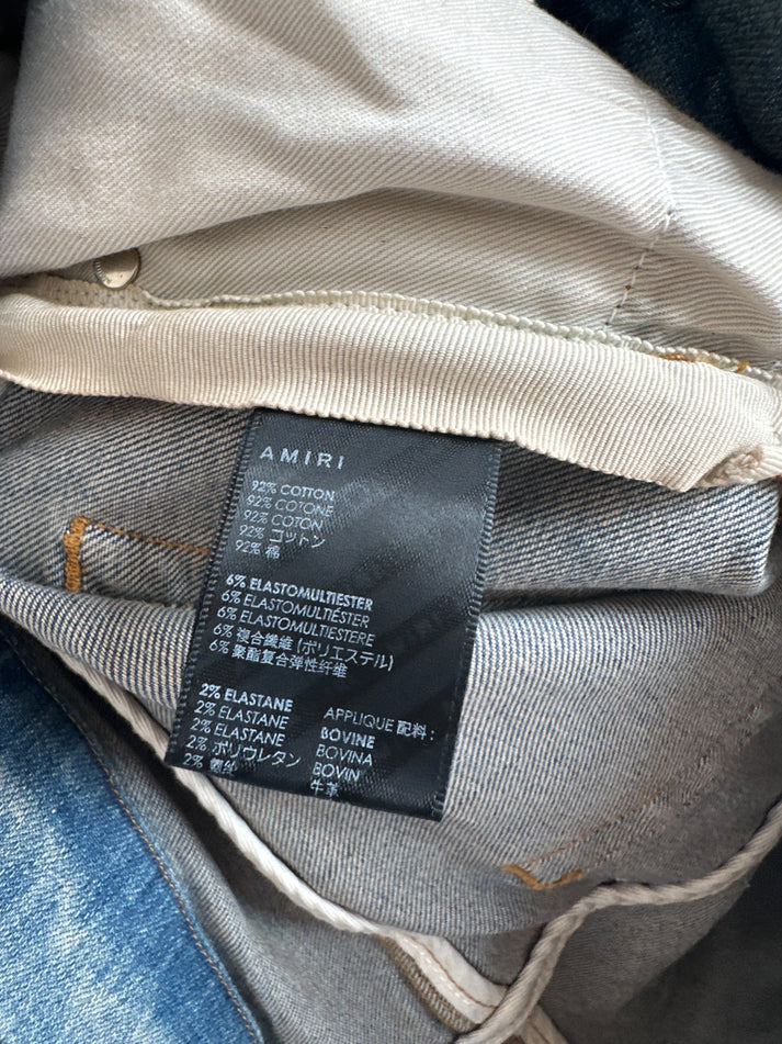 AMIRI CLAY INDIGO CAMOFLAUGE CORE APPLIQUE LOGO JEANS