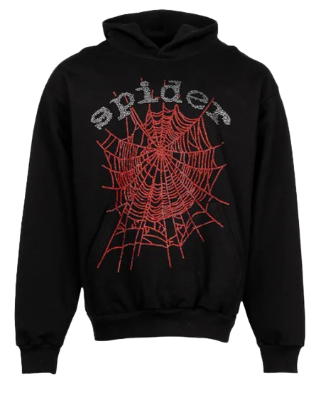SPIDER OG RHINESTONE LOGO HOODIE BLACK