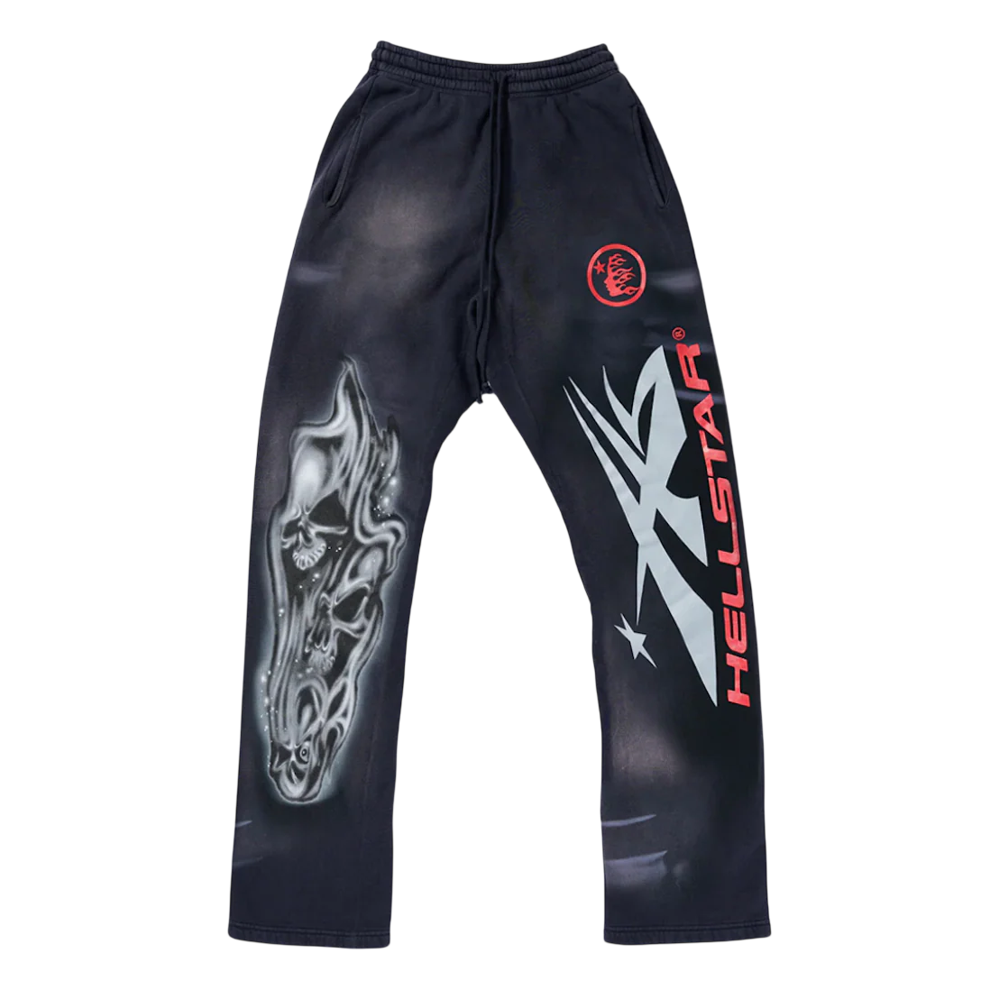 HELLSTAR AIRBRUSHED SKULL FLARE SWEATPANTS